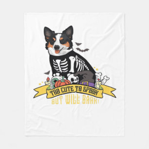Too Cute to Spook But Will Bark Adorable Halloween Fleece Blanket