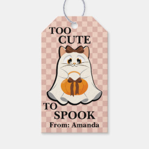 Too Cute To Spook Cute Cat Ghost Retro Halloween Gift Tags