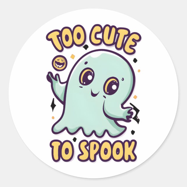 Too Cute To Spook Cute Halloween Ghost Classic Round Sticker (Front)