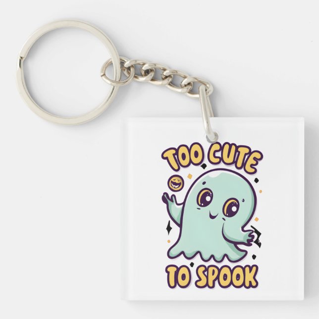 Too Cute To Spook Cute Halloween Ghost Key Ring (Front)