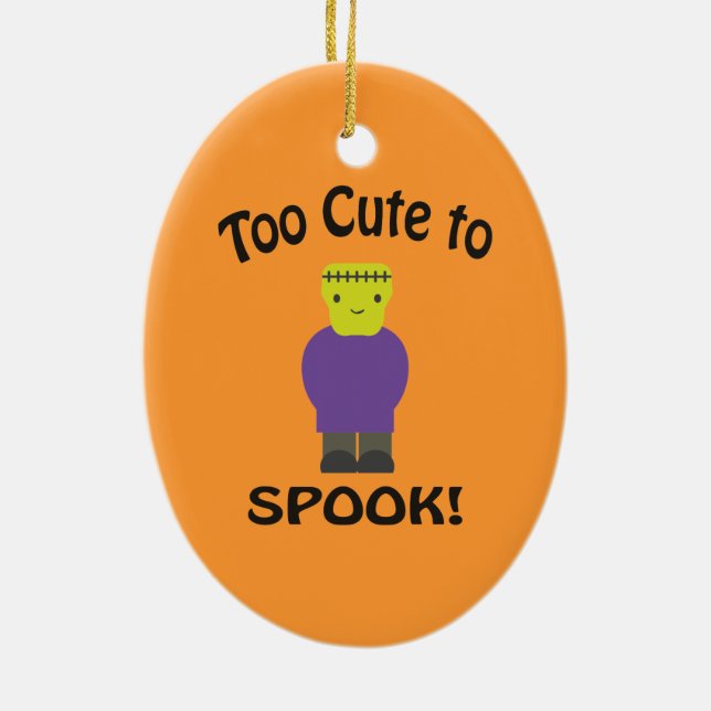 Too Cute To Spook - Frankenstein Ceramic Tree Decoration (Back)