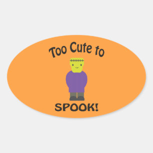 Too Cute To Spook - Frankenstein Oval Sticker