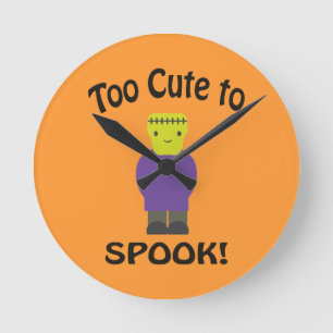 Too Cute To Spook - Frankenstein Round Clock