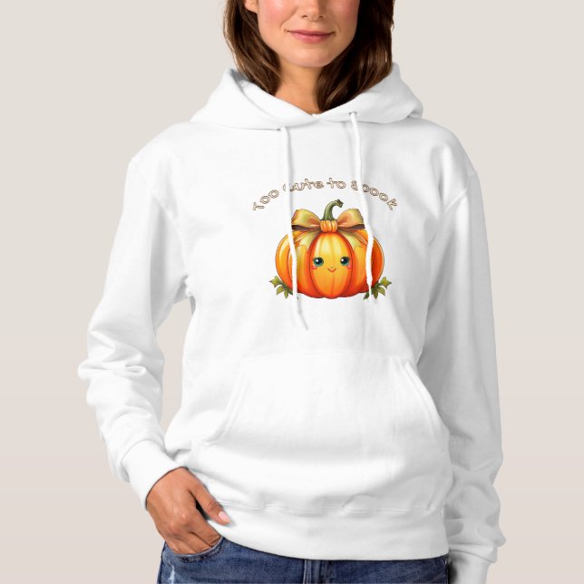Too Cute to Spook – Fun Pumpkin Hoodie (Front)