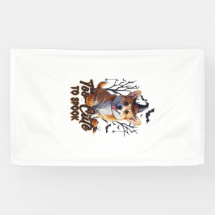 Too Cute To Spook Funny Halloween Dog Corgi T shir Banner
