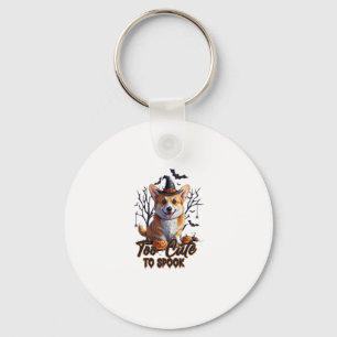 Too Cute To Spook Funny Halloween Dog Corgi T shir Key Ring