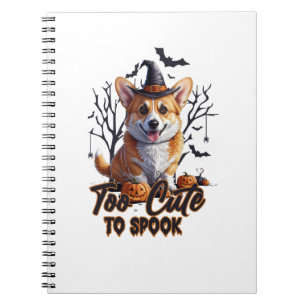 Too Cute To Spook Funny Halloween Dog Corgi T shir Notebook