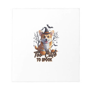 Too Cute To Spook Funny Halloween Dog Corgi T shir Notepad