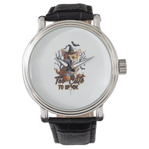 Too Cute To Spook Funny Halloween Dog Corgi T shir Watch