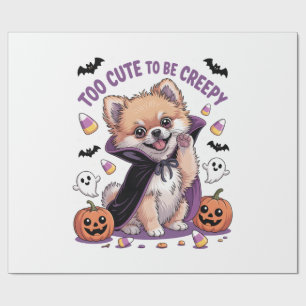 Too Cute To Spook Funny Halloween Dog Corgi T shir Wrapping Paper