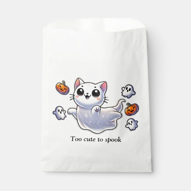 Too cute to spook ghost cat favour bags (Front)