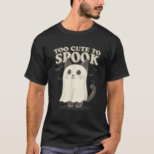 Too Cute To Spook Ghost Cat Kawaii Halloween Costu T-Shirt