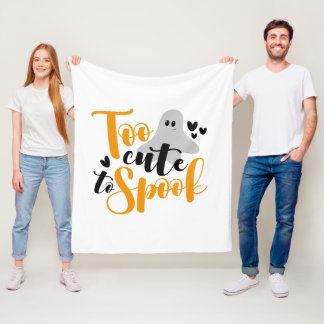 Too Cute To Spook Ghost Halloween Funny Hoodie Fleece Blanket