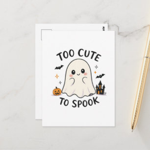 Too Cute To Spook Ghost Halloween Illustration Postcard