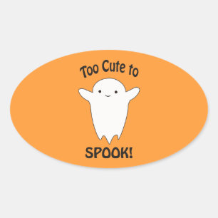Too cute To Spook - Ghost Oval Sticker