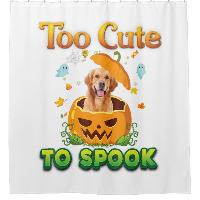 Too Cute To Spook Golden Retriever Dog Halloween Shower Curtain (Front)