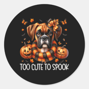 Too Cute To Spook Graphic For Women Boxer Dog Classic Round Sticker
