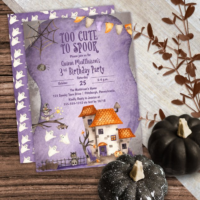 Too Cute to Spook Halloween 3rd Birthday Party Invitation (Creator Uploaded)