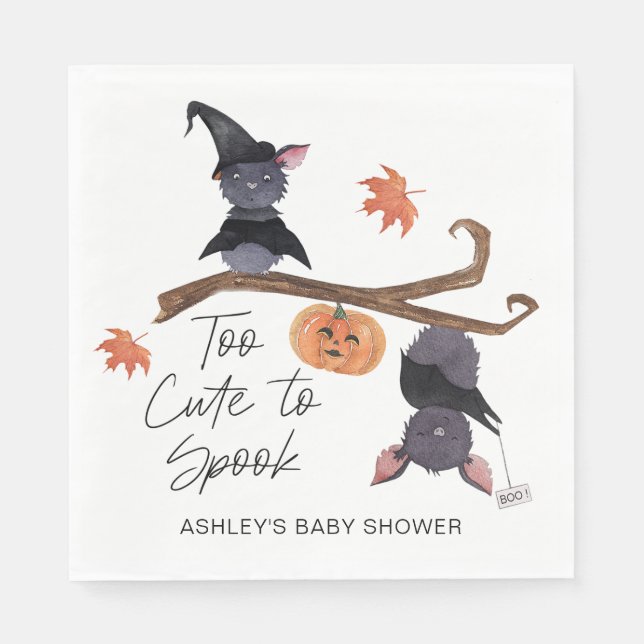 Too Cute to Spook Halloween Bats Baby Shower Napkin (Front)