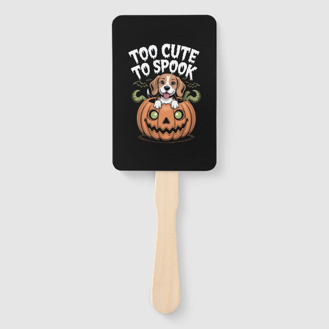 Too Cute to Spook Halloween Dog Hand Fan (Front)
