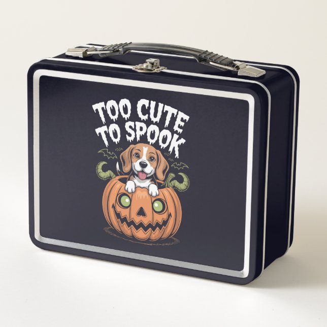 Too Cute to Spook Halloween Dog Metal Lunch Box (Front)