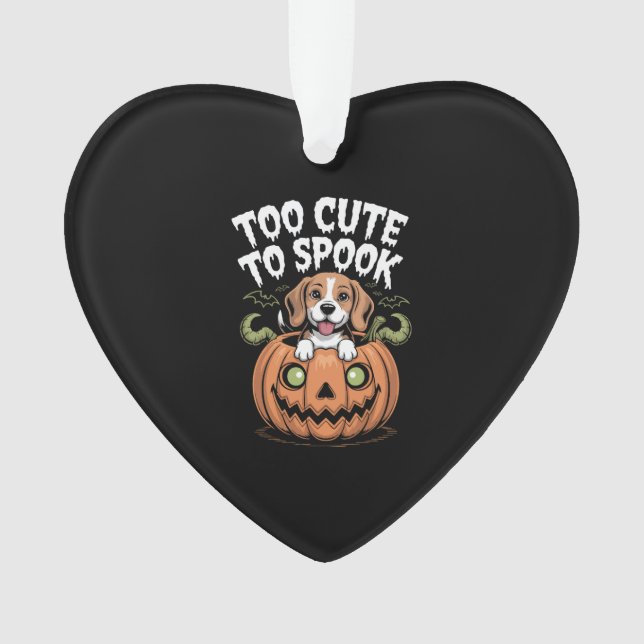Too Cute to Spook Halloween Dog Ornament (Front)