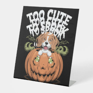 Too Cute to Spook Halloween Dog Pedestal Sign