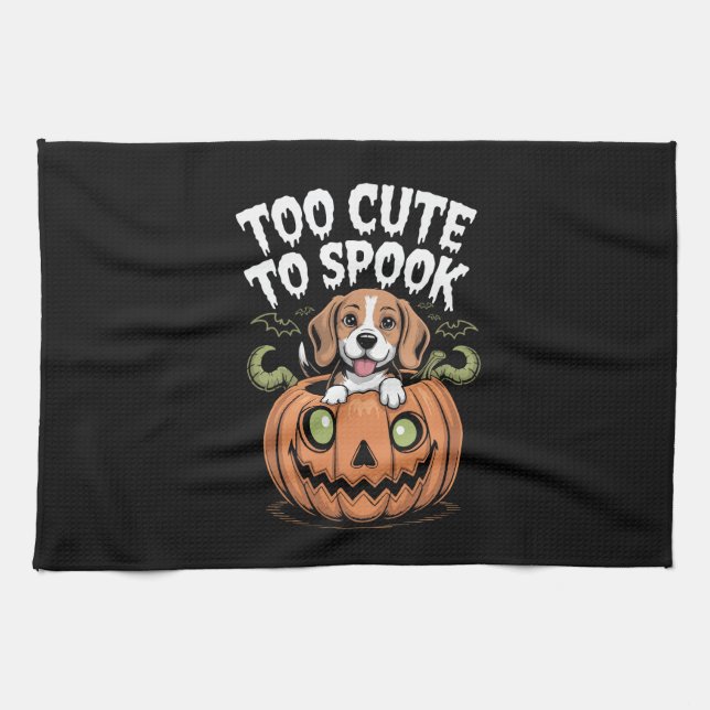 Too Cute to Spook Halloween Dog Tea Towel (Horizontal)