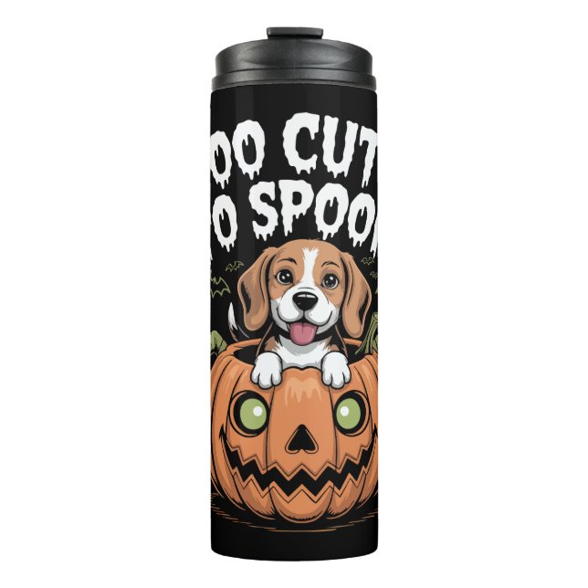 Too Cute to Spook Halloween Dog Thermal Tumbler (Front)