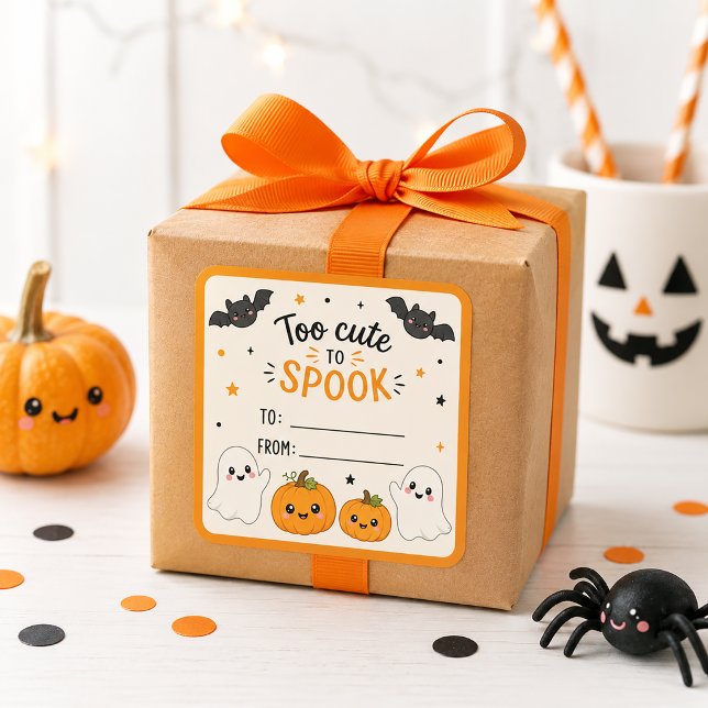Too Cute to Spook Halloween Favour Square Sticker (Creator Uploaded)