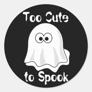 "Too Cute to Spook!" Halloween Ghost Classic Round Sticker