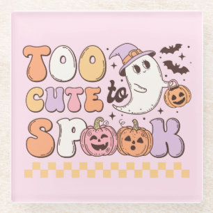Too Cute to Spook Halloween Glass Coaster