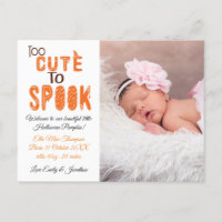 Too Cute To Spook Halloween Photo Baby Girl