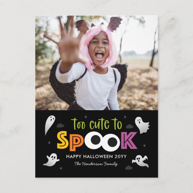 Too Cute To Spook Halloween Photo Card Postcard (Front)