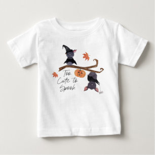 Too Cute to Spook Halloween Watercolor Bats Baby T-Shirt
