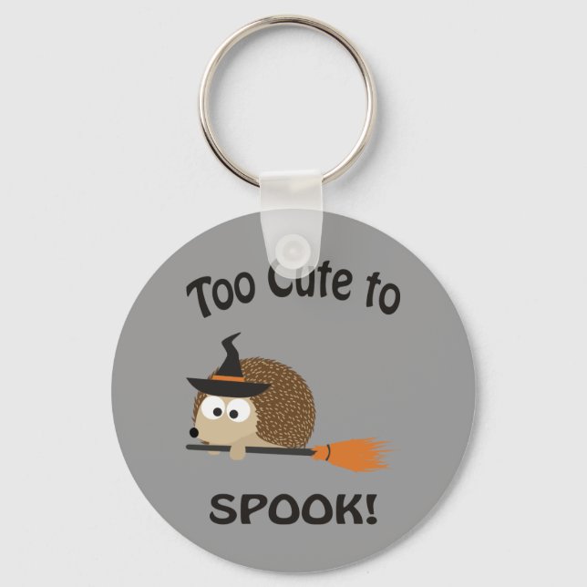 Too Cute To Spook! Hedgehog Witch Key Ring (Front)