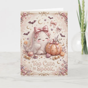 Too Cute to Spook Kawaii Ghost Halloween Greeting  Card