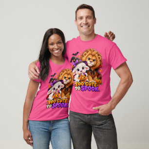 Too Cute to Spook – Lion & Cute Lamb Halloween T-Shirt
