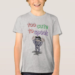 Too Cute to Spook – Mummy Halloween Design Tri-Blend Shirt