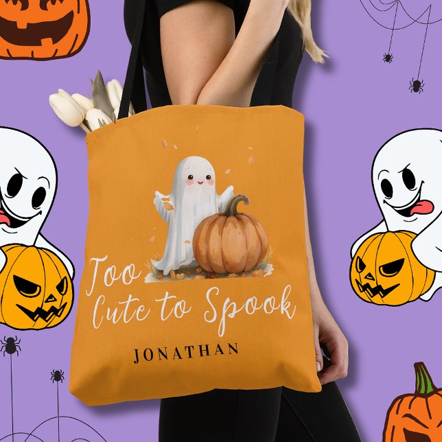 Too Cute to Spook Orange  Tote Bag (Creator Uploaded)
