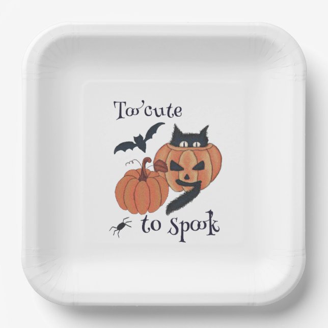 Too cute to spook paper plate (Front)