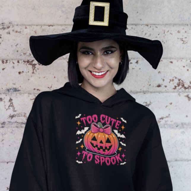 Too Cute to Spook Pink Coquette Halloween Pumpkin Hoodie (Creator Uploaded)