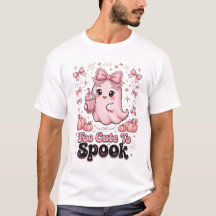 Too Cute To Spook Pink Ghost Halloween Shirt Cute