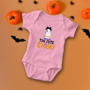 Too Cute To Spook! Pink Halloween Baby Bodysuit