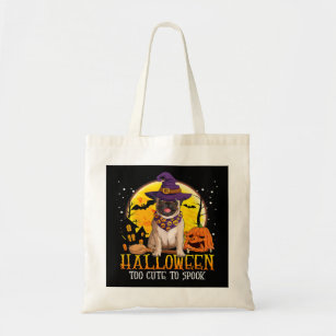 Too Cute to Spook Pug Moon Pumpkin Witch 160 Tote Bag