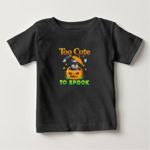Too Cute To Spook Schnauzer Dog Halloween Pumpkin Baby T-Shirt