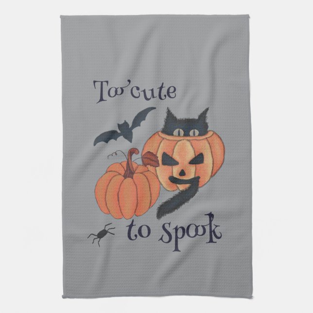 Too cute to spook  tea towel (Vertical)