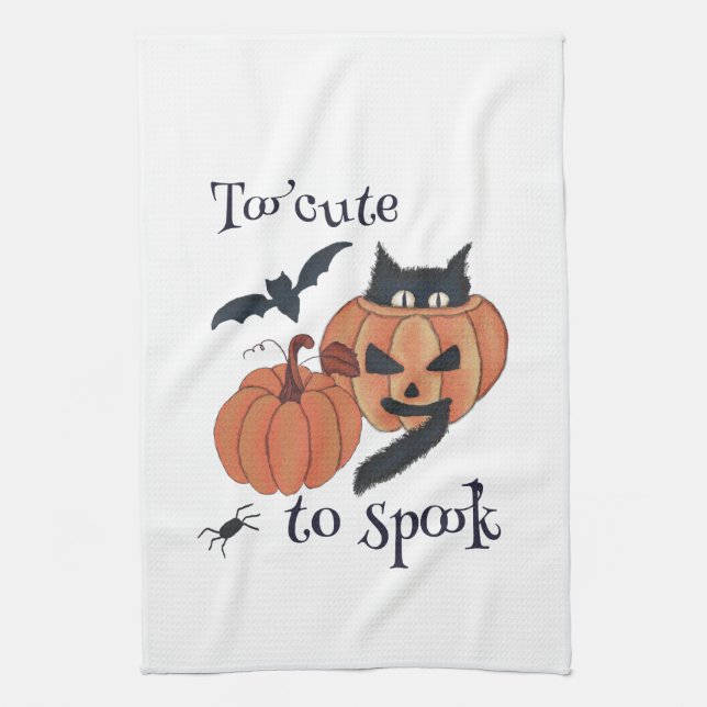 Too cute to spook  tea towel (Vertical)