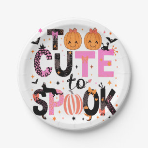 Too Cute To Spook Typography Paper Plate