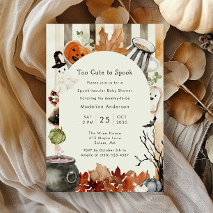 Too Cute to Spook Whimsical Halloween Baby Shower Invitation